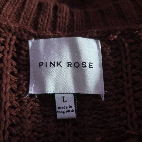 Pink Rose Women's Size Large Reddish Brown Long Woven Cardigan - Picture 2 of 5